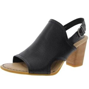 Born Sutra Perforated Black Leather Slingback Mules Size 8